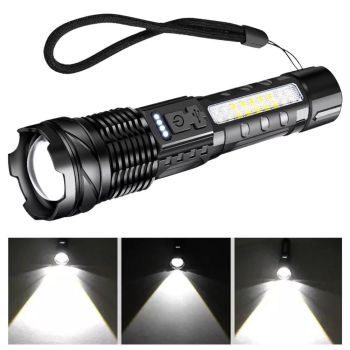 Rechargeable LED Flashlights with Digital Power Display Zoomable High Lumens Bright EDC Flashlight for Outdoor