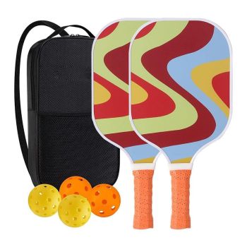 Fiberglass Pickleball Racket Set Pickleball Paddle with 4 Balls Style 2