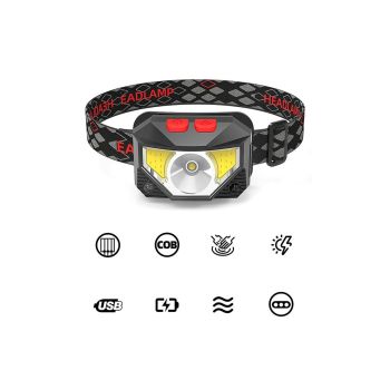 Rechargeable Motion Sensor LED Headlamp Head Torch Headlight