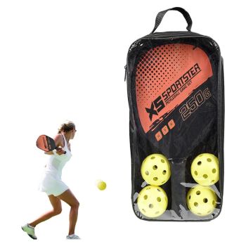 2 Wooden Sports Pickleball Paddle and 4 Pickleball Set with Carry Bag Green