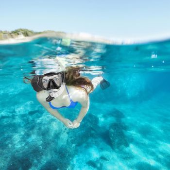 Snorkeling Set Wide View Diving Mask Dry Top Snorkel Set Big Frame Wateght And Anti-Fog Lens
