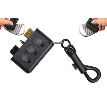 3 In 1 Golf Club Cleaning Brush Retractable Brass Nylon Groove Cleaner Tool