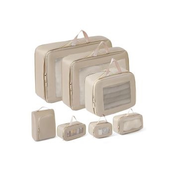 7 Set Compression Packing Cubes for Travel Luggage Organizer Bags for Travel Accessories - Grey
