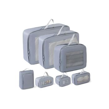 7 Set Compression Packing Cubes for Travel Luggage Organizer Bags for Travel Accessories - Black