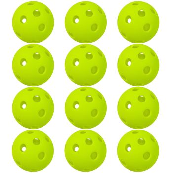 12 Packs 26 Holes Indoor Pickleball Balls for Indoor Courts (Fluorescent Green)