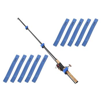 10Pcs Fishing Rod Straps Fishing Rod Clips for Casting Spinning Fly Rods - Blue