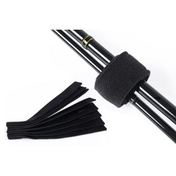 10Pcs Fishing Rod Straps Fishing Rod Clips for Casting Spinning Fly Rods - Black