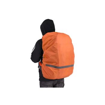 High-Visibility Backpack Rain Cover with Reflective Strip Water-Resistant Outdoor Night Travel Bag Cover -Orange / L