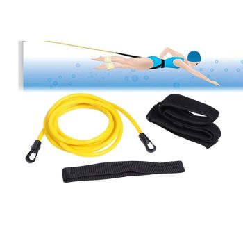 Swim Trainer Waist Belt with Swimming Resistance Tether Leash for Pool Training - Blue