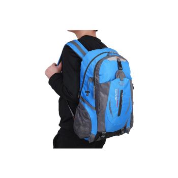 Water-resistant Hiking Backpack Travel Camping Nylon Outdoor Bag for Men and Women -Blue