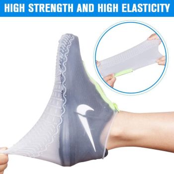 Waterproof Silicone Shoe Covers Reusable Overshoes - Dark Gray - XL