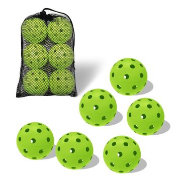 6 Pack Sports Outdoor Pickleballs 40 Holes with Bag - Red