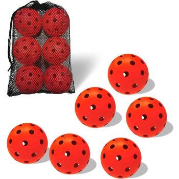 6 Pack Sports Outdoor Pickleballs 40 Holes with Bag - Green