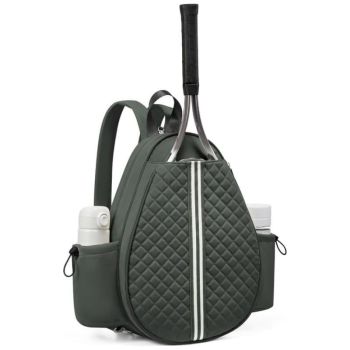 Crossbody Lightweight Multifunctional Waterproof Tennis Racket Bag for Men and Women Suitable for Pickleball Badminton and Tennis-Black