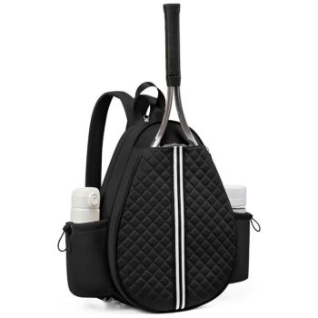Crossbody Lightweight Multifunctional Waterproof Tennis Racket Bag for Men and Women Suitable for Pickleball Badminton and Tennis-Green