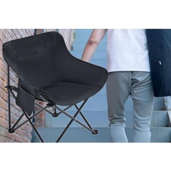 Compact Folding Chair Portable Camping Chair for Outdoor Activities - Black