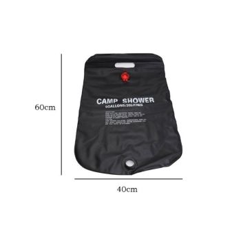 20L Solar Shower Bag Portable Outdoor Camping Water Storage Bag for Hiking Camping Bathing-Black