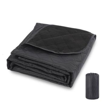 Outdoor Fleece Polyester Camping Blanket Waterproof Thick Portable Picnic Mat Machine Washable-Navy blue