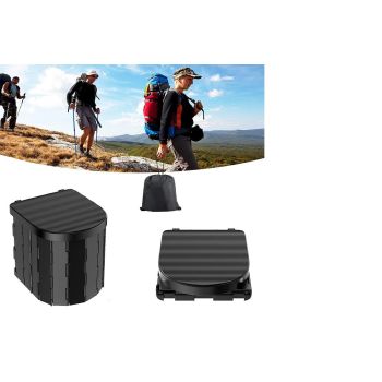 Portable Camping Toilet Folding Toilet for Adults with Lid -Black