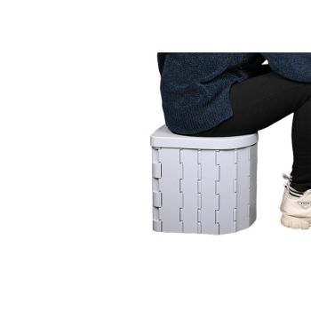 Portable Camping Toilet Folding Toilet for Adults with Lid -Gray