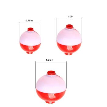 30 Pcs 1.25 Inch Red White Ball Floats Fishing Bobbers