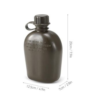 1L Outdoor Canteen Bottle, Camping Hiking Backpacking Water Bottle Kettle with Cover(green)
