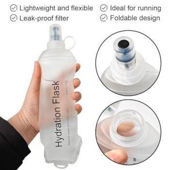 Soft Flask Bottle 150ml Foldable TPU Running Hiking Cycling Water Bottle White