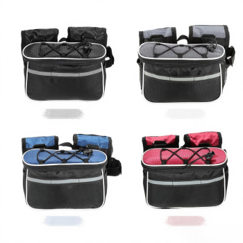 Detachable Bicycle Front Frame Tube Crossbody Storage Bag Gray