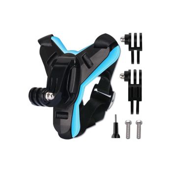 Motorcycle Helmet Chin Mount for Action Camera Quick Release Shockproof - Blue