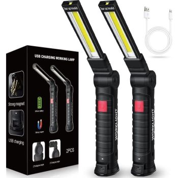 Rechargeable LED Work Light, Dual Color Combo Light 2 in 1 Inspection Light and 3W COB LED Torch Lam