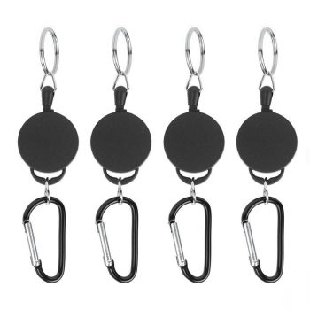 4pcs Telescopic Keychain Anti Theft Creative Retractable Key Ring Nylon Rope