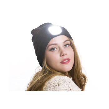 LED Beanie Hat USB Rechargeable LED Light Hat Winter Warm Knitted Hat Camping Workwear Hat with LED Light