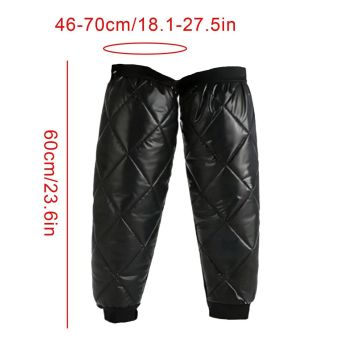 Cycling Leg Warmers Thermal Zipper Knee Sleeves Winter Waterproof 2pcs (Black)