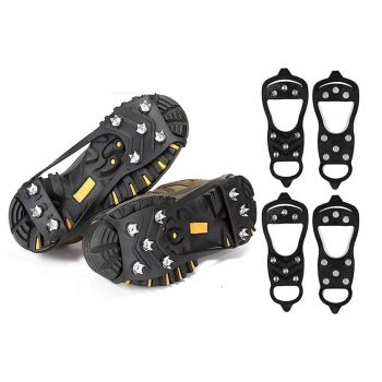 2 Pairs Ice Cleats Traction Crampons Snow Grips with 8 Spikes for Boots Shoes - For EU34-40