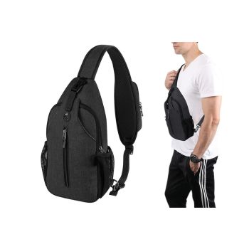 Water Resistant Crossbody Sling Backpack Sling Bag Travel Hiking Chest Bag Daypack - Dark Grey