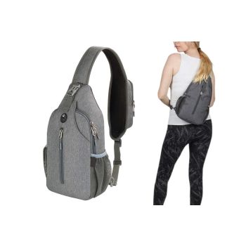 Water Resistant Crossbody Sling Backpack Sling Bag Travel Hiking Chest Bag Daypack - Black
