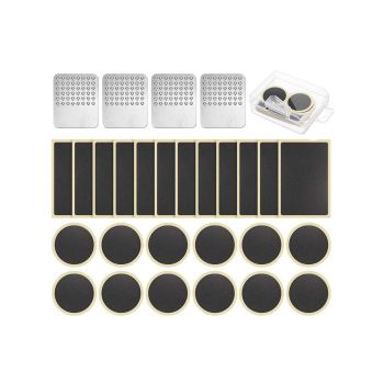 24Pcs Bike Tire Patch Kit with 4 Metal Rasps No Glue Needed for Bicycle Inner Tube Repair
