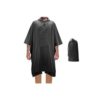 3 in 1 Portable Rain Poncho Waterproof Lightweight Emergency Raincoat with Pocket - Black