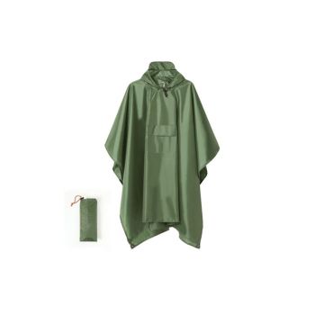 3 in 1 Portable Rain Poncho Waterproof Lightweight Emergency Raincoat with Pocket - Army Green