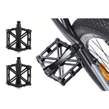 Aluminum Alloy Bike Pedals Wide Platform Lightweight Bicycle Pedals for MTB Road Bikes - Red