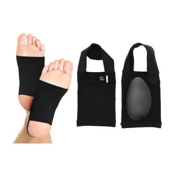 Arch Support Soft Pad Brace Sleeve Ankle Foot Wrap For Feet Flat - Black