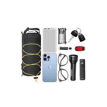 Bike Handlebar Bag Front Bike Bags Handlebar Storage Pouch Pack with Shoulder Strap - Black