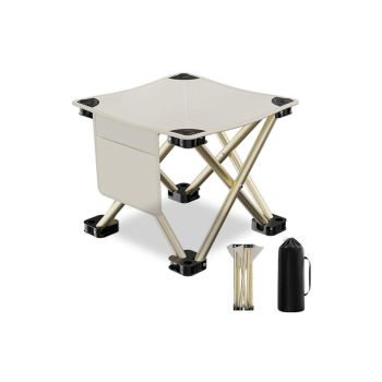 Portable Folding Camping Stool for Fishing Hiking Camping Seat with Carry Bag -Black / L