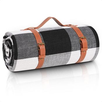 Outdoor Picnic Blanket Waterproof Mat Extra Wide Camping Tent Ground Sheet for Hiking and Outdoor Activities - Black L