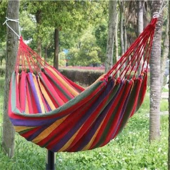 Striped Hanging Hammock 185 x 80cm Swing Single People Swing Heavy Duty Camping Hammock-Red