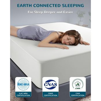 Grounding Fitted Sheet Bed Earthing Fitted Sheet AU Plug Grounding Connection Cord Conductive Mat (Gray, Double 137x190cm+33cm)