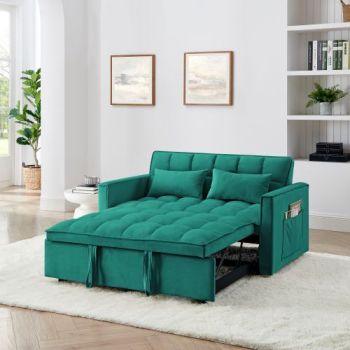 Fashionable Modern and Multi-functional Foldable Velvet Sofa Bed - Green