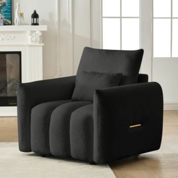 35 "Teddy fabric sofa, modern lounge chair, upholstered with a pillow - Black