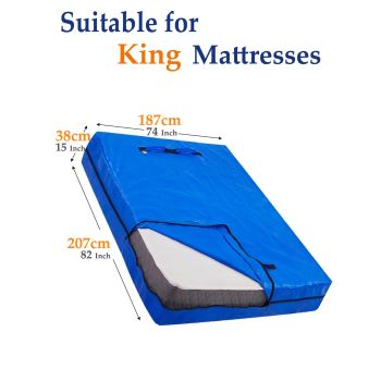 Mattress Bag Mattresses Protector Plastic Moving Storage Dust Cover Carry Bed Waterproof Zipper Packing Reusable Disposal, Extra Thick Heavy Duty, with Handles（King)