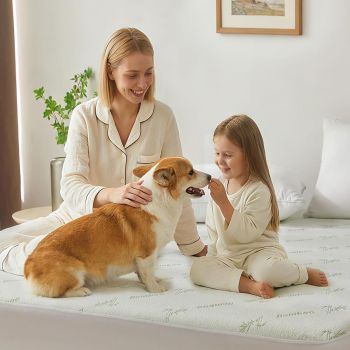 Bamboo Mattress Protector,Breathable Waterproof Mattress Cover,3D Air Fabric Cooling Bed Pad Cover, Deep Pocket 40cm(Single,Green)